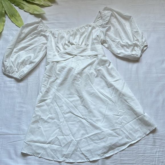 Preppy Casual Dress Off Shoulder Sleeve Flounced Edge Casual Short Dress - Picture 3 of 8